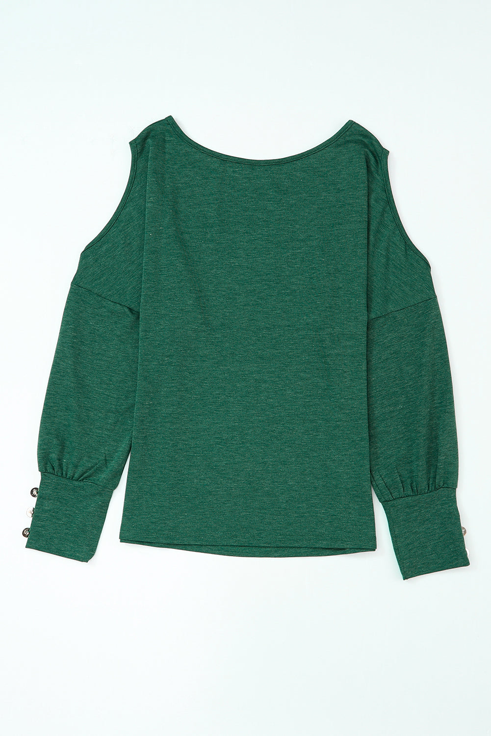 Green Asymmetrical Cut Out Buttoned Long Sleeve Top