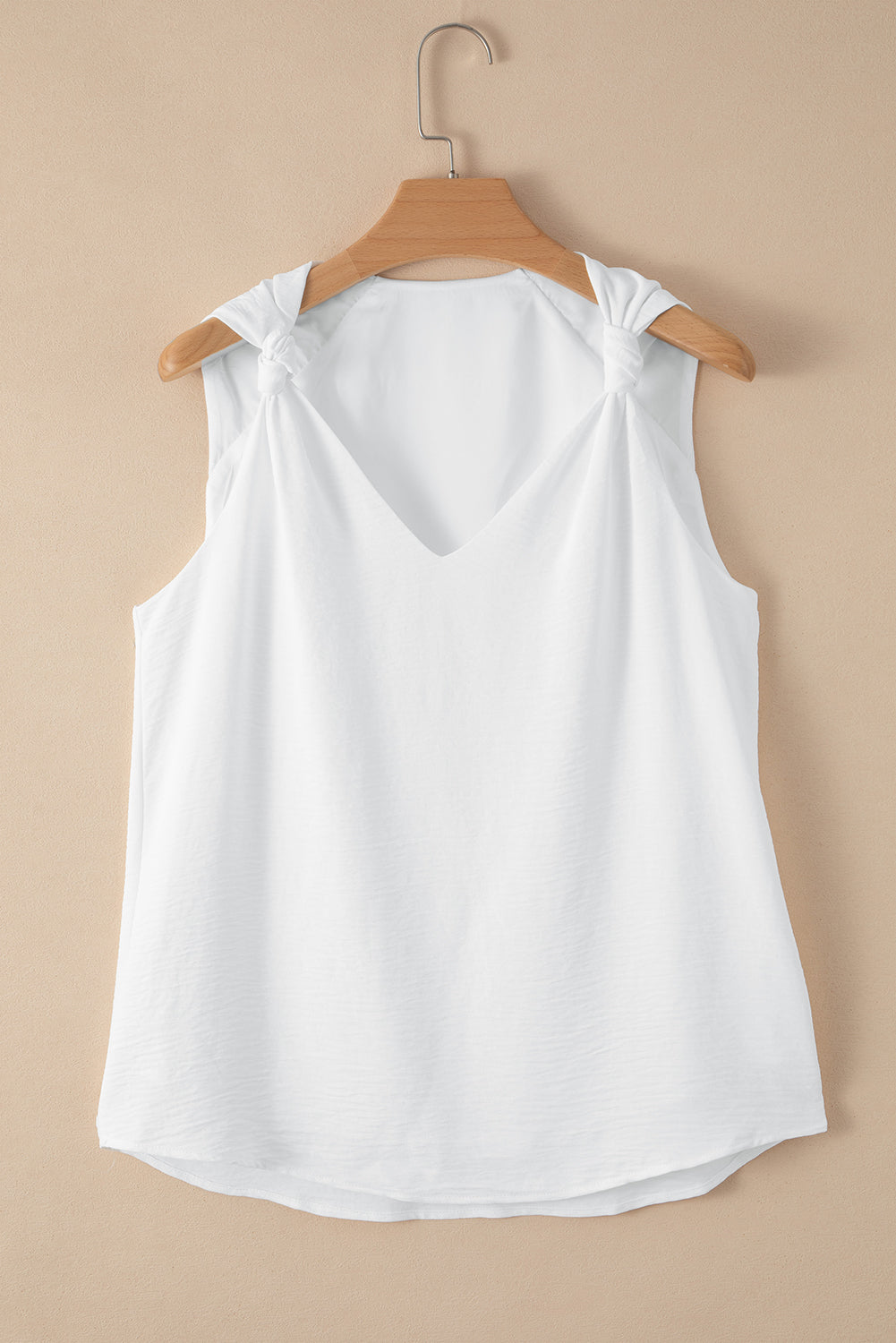 White V Neck Knotted Shoulder Vest