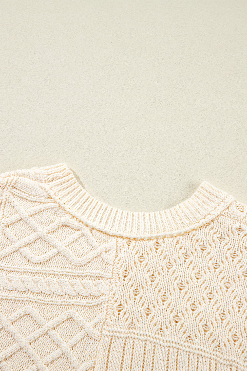 Beige Cable Knit Dolman Armholes Sweater Tank