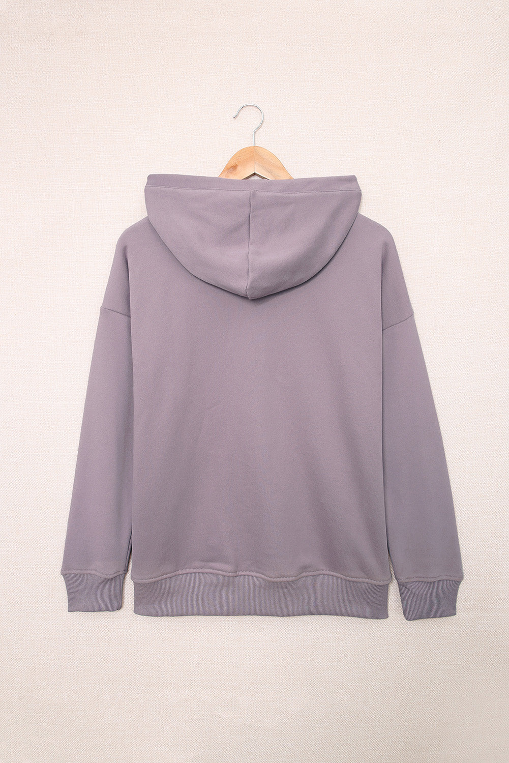 Purple Snap Button Pullover Hoodie with Pocket