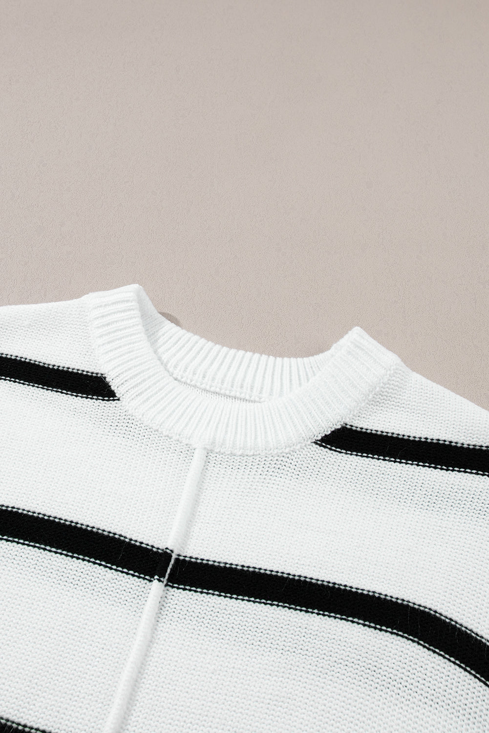 White Striped Batwing Sleeve Sweater Tee