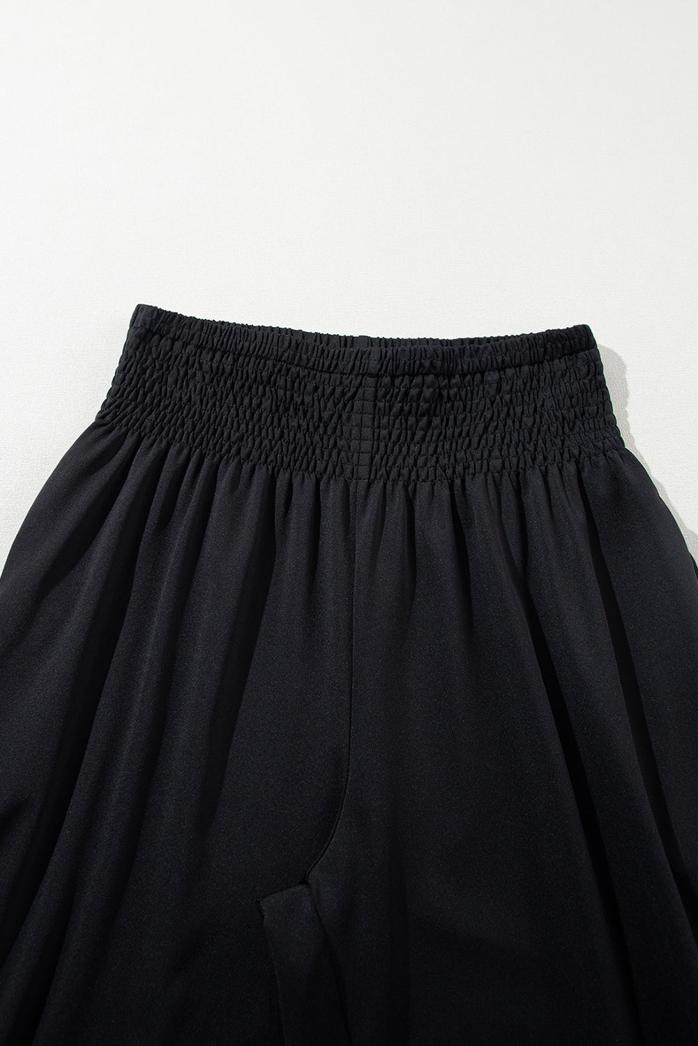 Black Smocked High Waist Joggers