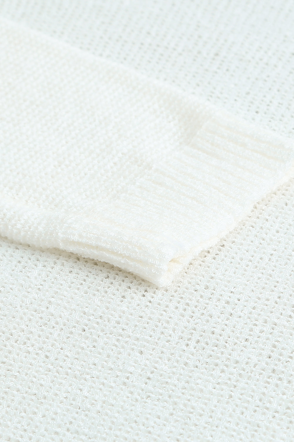 White Solid Drop Shoulder Pullover Sweater