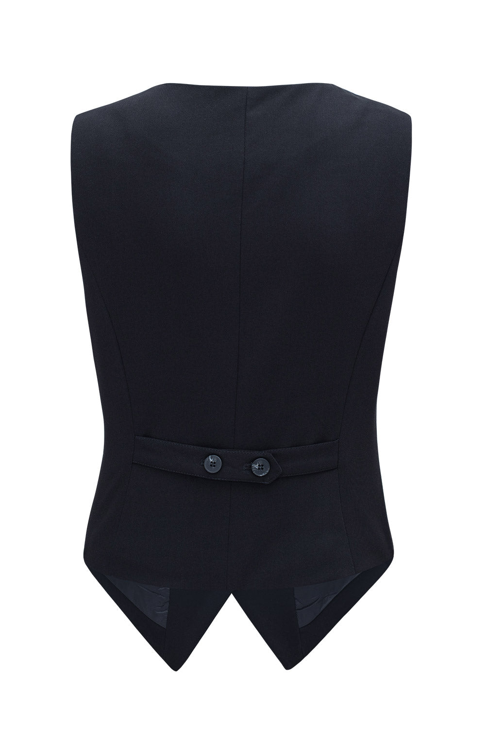 Black Solid Color Button up V Neck Suit Vest