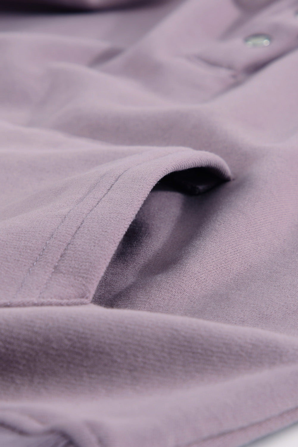 Purple Snap Button Pullover Hoodie with Pocket