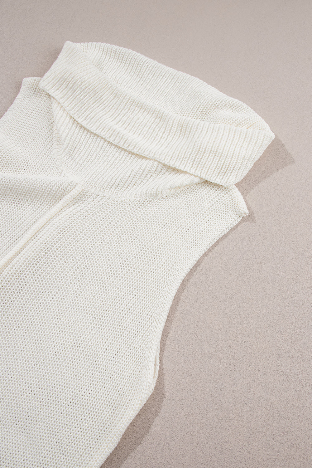 White Central Seam Cowl Neck Sweater Vest