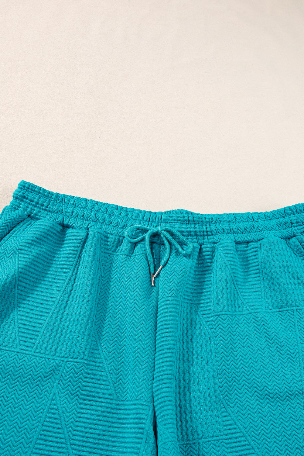 Skobeloff Textured Ruffle Split Top and Drawstring Shorts