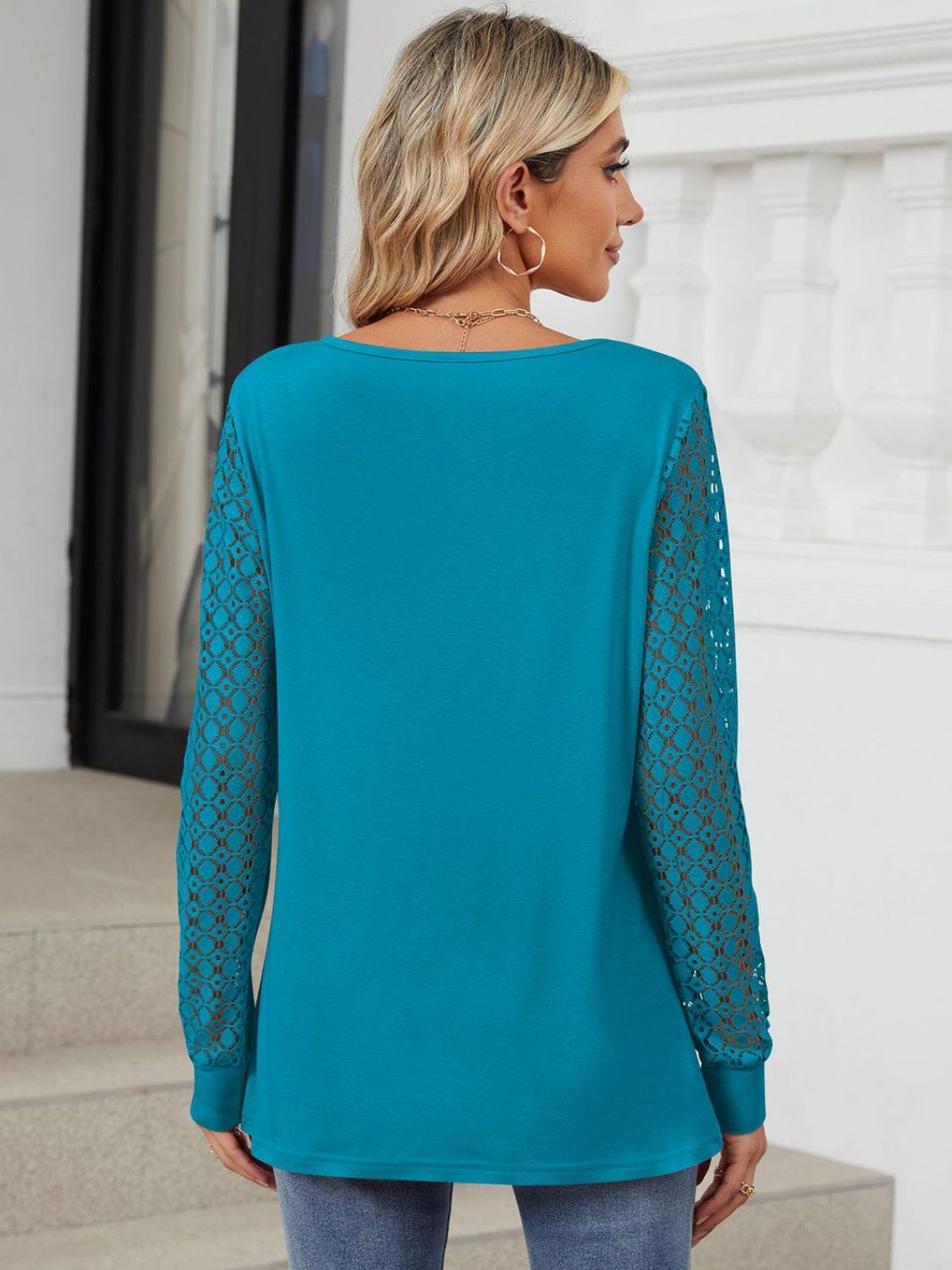 Cutout Round Neck Long Sleeve T-Shirt