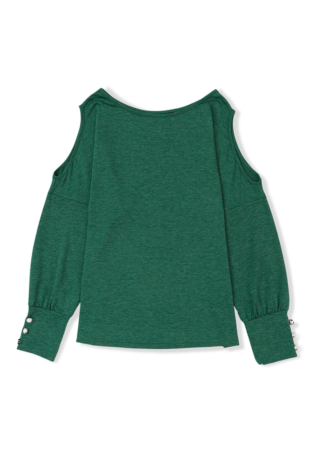 Green Asymmetrical Cut Out Buttoned Long Sleeve Top