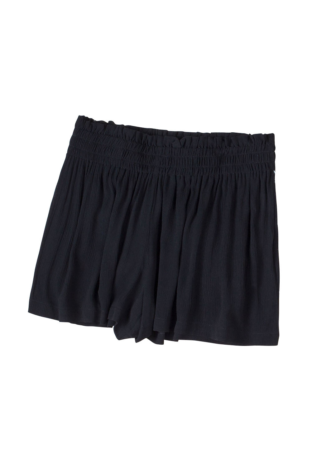 Black Smocked High Waist Shorts