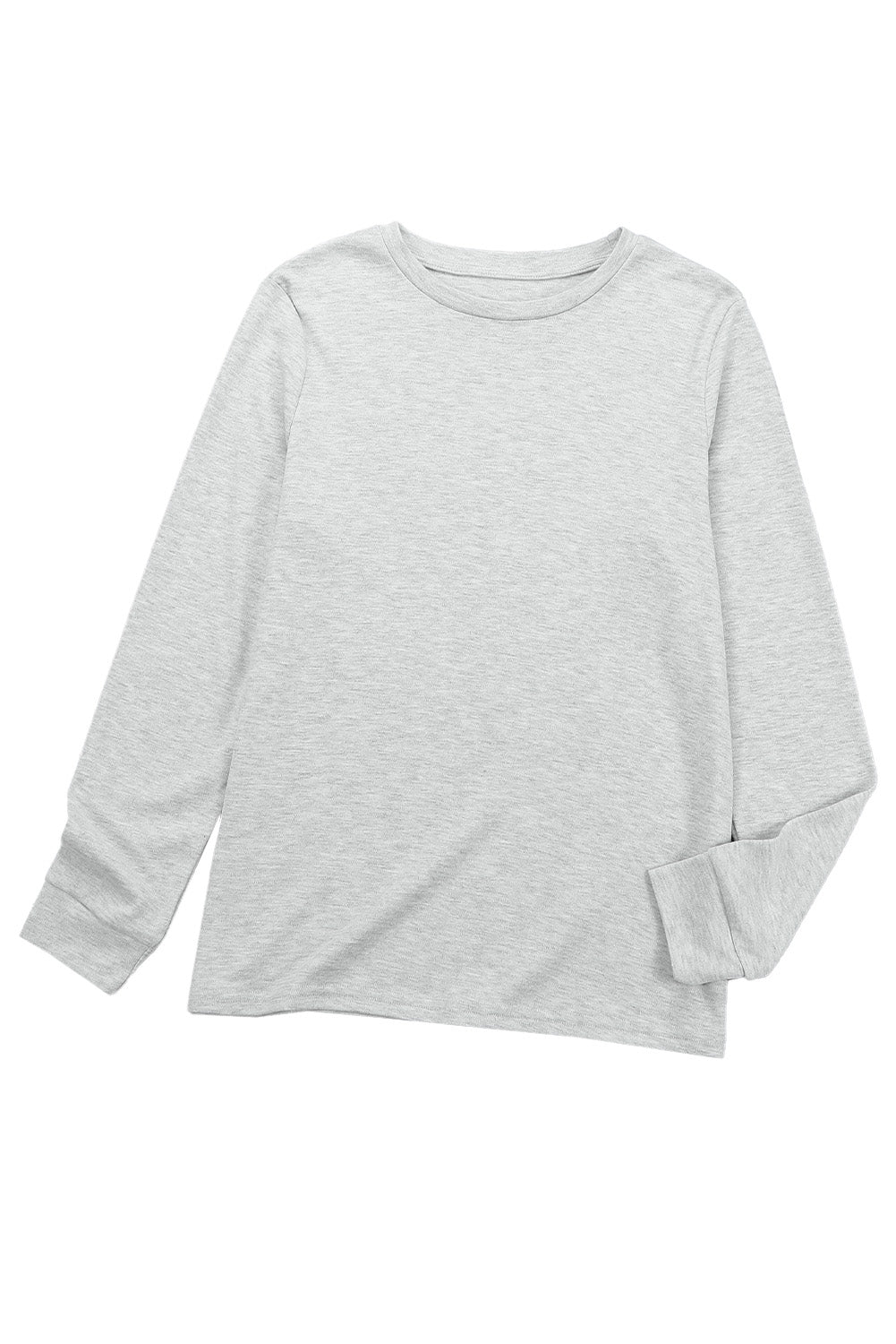 Gray Plain Crew Neck Long Sleeve Top