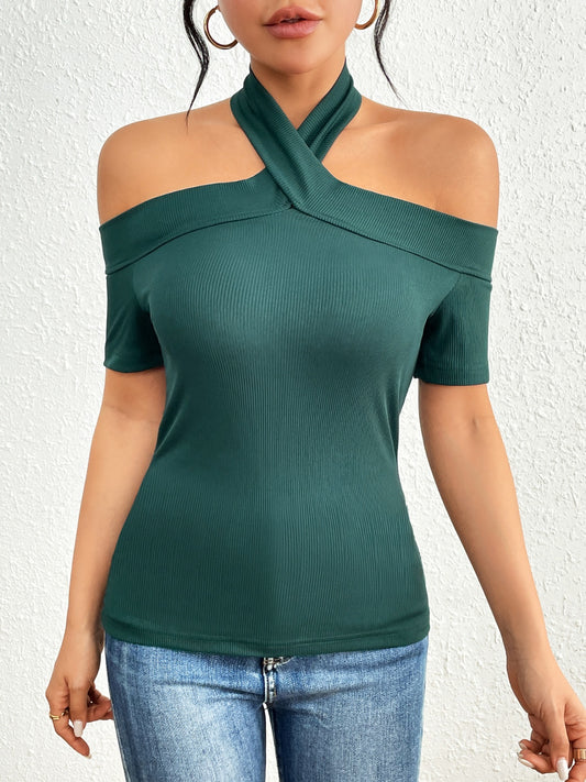 Halter Neck Short Sleeve T-Shirt