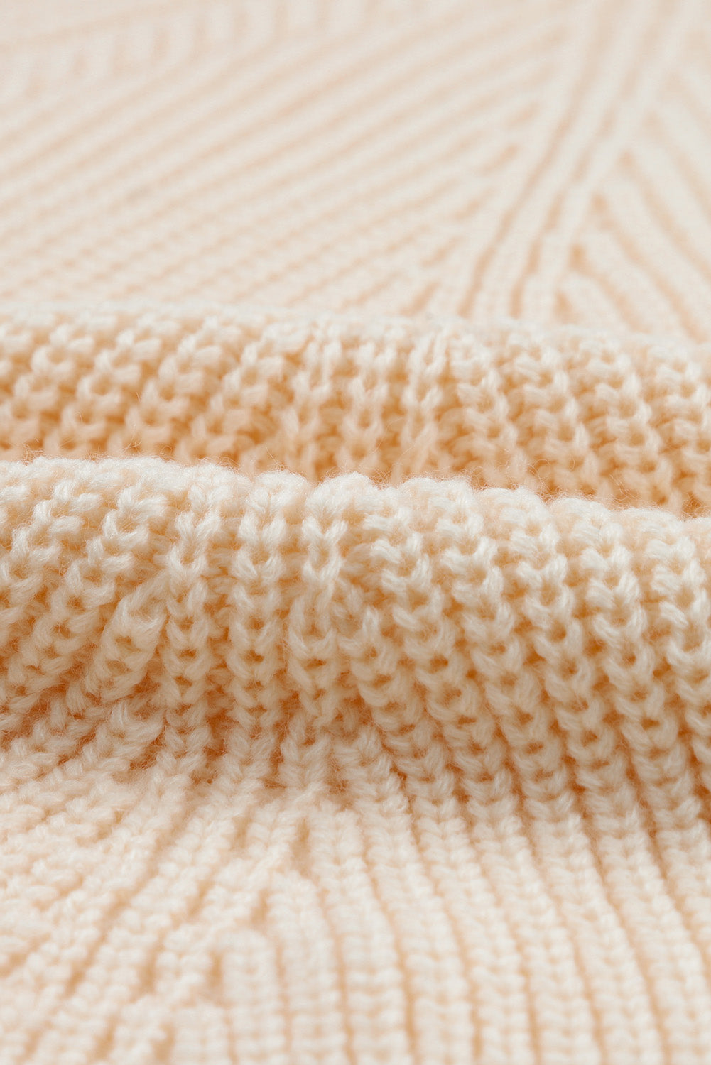 Beige Hollow-out Puffy Sleeve Knit Sweater